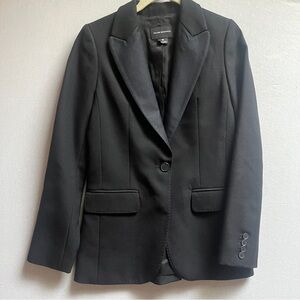 Club Monaco Black Wool Tailored Blazer Silk Lapel Size 00